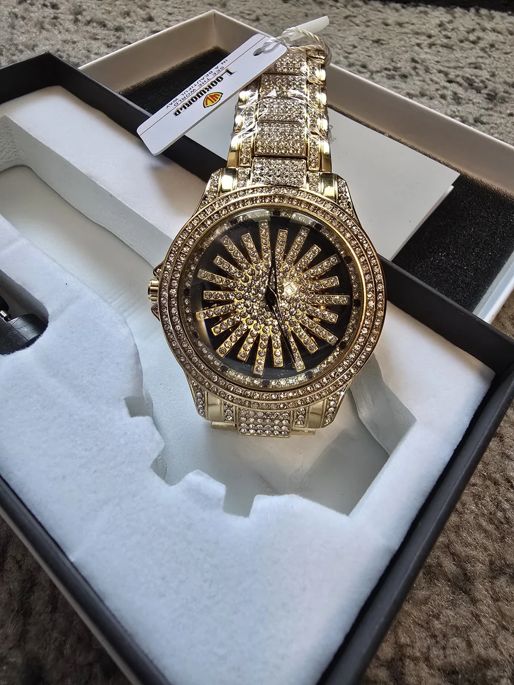 Men's Gold-Tone Crystal Pavé Statement Watch